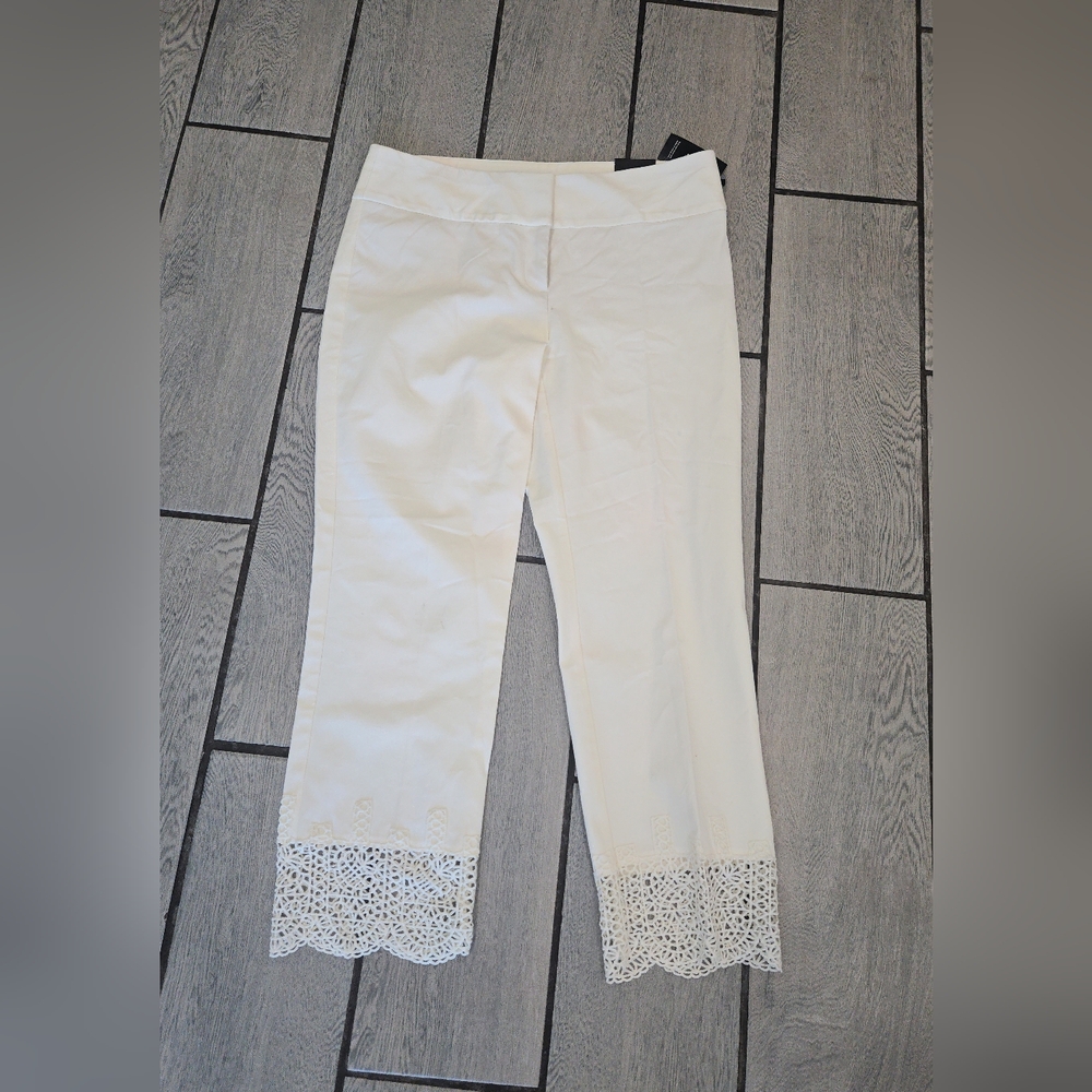 NWT‎ Alfani Women's White Slim Fit Pants with Control Panel